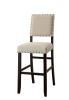 Antique Black Wooden 5pc Counter Height Dining Bar Set Table And 4x Chairs Ivory Linen Like Fabric Cushions Nailhead Trim Bar Chairs