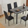 Disassemble rectangular dining table with straight feet MDF grey PVC marble surface 120*76*76cm N101