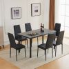 Disassemble rectangular dining table with straight feet MDF grey PVC marble surface 120*76*76cm N101