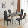 Disassemble rectangular dining table with straight feet MDF grey PVC marble surface 120*76*76cm N101