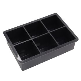 1pc Ice Cube Trays With Lid; Food Grade Silicone 6 Grid Ice Cube Mold; Flexible Easy Release Square Shaped Ice Maker; Kitchen Gadgets (color: 6 Ice Trays With Lids - Black)