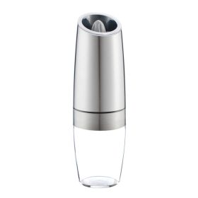 Electric Salt and Pepper Grinders Stainless Steel Automatic Gravity Herb Spice Mill Adjustable Coarseness Kitchen Gadget Sets (color: 1pcs Silver)