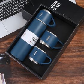 1pc/1Set Stainless Steel Thermal Cup; With Gift Box Set; Double Layer Leakproof Insulated Water Bottle; Keeps Hot And Cold Drinks For Hour (color: Blue + Gift Box + 2 Cup Covers)