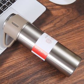 1pc/1Set Stainless Steel Thermal Cup; With Gift Box Set; Double Layer Leakproof Insulated Water Bottle; Keeps Hot And Cold Drinks For Hour (color: Steel Color Single Cup)