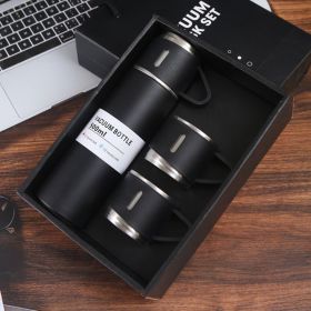 1pc/1Set Stainless Steel Thermal Cup; With Gift Box Set; Double Layer Leakproof Insulated Water Bottle; Keeps Hot And Cold Drinks For Hour (color: Black + Gift Box + 2 Cup Covers)