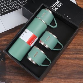 1pc/1Set Stainless Steel Thermal Cup; With Gift Box Set; Double Layer Leakproof Insulated Water Bottle; Keeps Hot And Cold Drinks For Hour (color: Green + Gift Box + 2 Cup Covers)