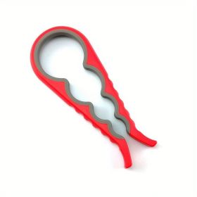 1pc Four-in-One Multifunctional Lid Opener - Labor-Saving Canning Device for Bottles, Cans, and Jars - Kitchen Life Supplies (color: Red)