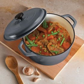 Qt Enameled Round Cast Iron Dutch Oven (color: gray)