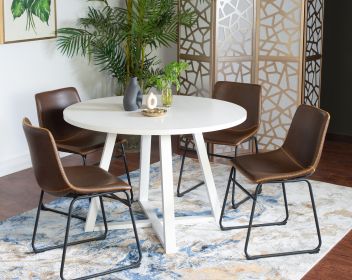 Varna 5-Piece Round Dining Set, Trestle Dining Table with 4 Stylish Chairs (color: as Pic)